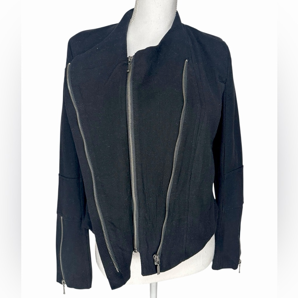 BLANK NYC / Black Double Zip Up Jacket Mesh Panels / Small / Goth Emo Indie - Picture 8 of 10